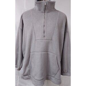Old Navy Womens XL Grey 1/2 Zip Sherpa Fleece Pullover Sweater Hoodie Jacket